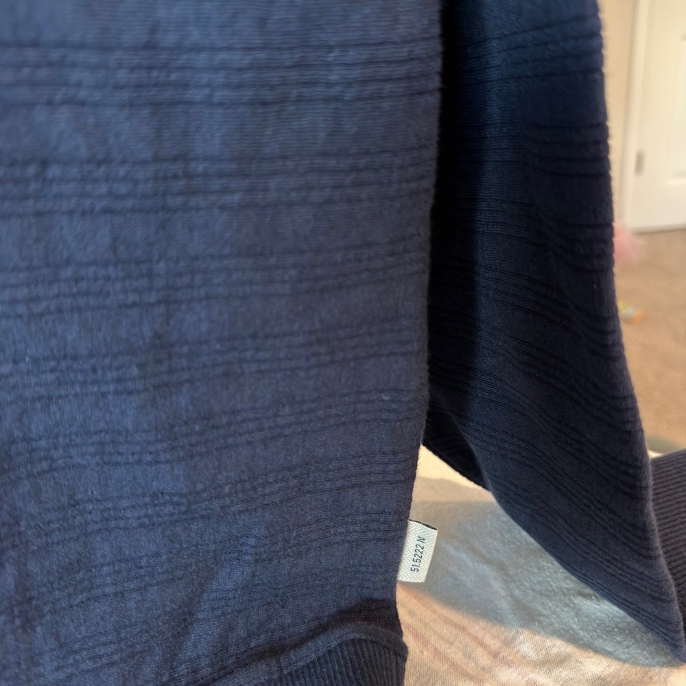 Oliver Spencer Mens Navy Blue Textured Cotton Crewneck Sweatshirt Large - Picture 8 of 12